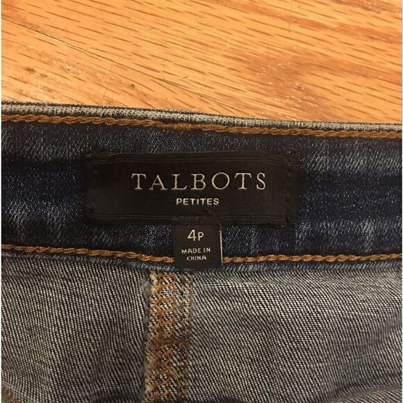 Talbots 4 petite midi jean skirt red built in belt - Picture 4 of 6